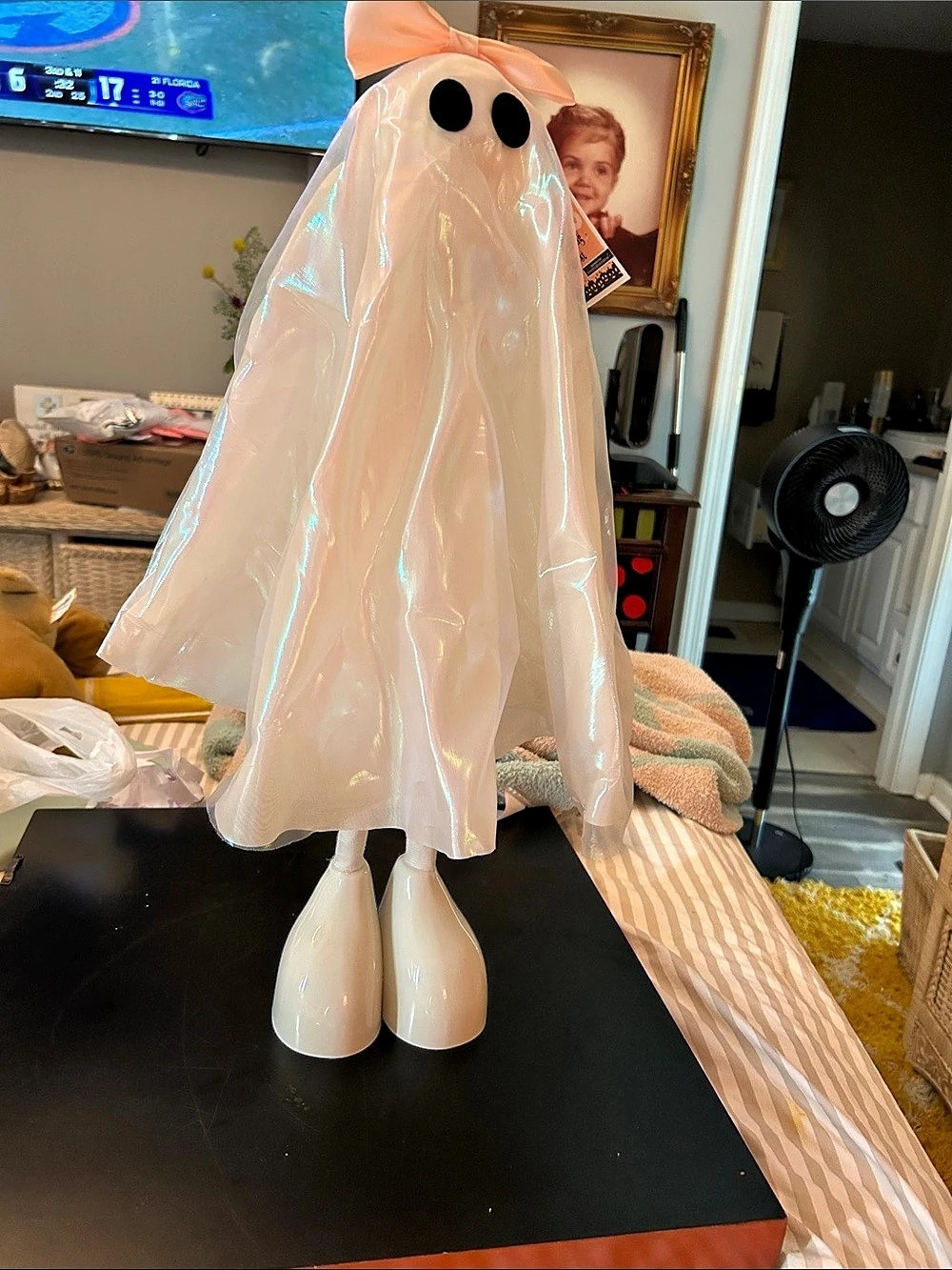 Ghost Halloween Holiday Decor in White & Pink NWT